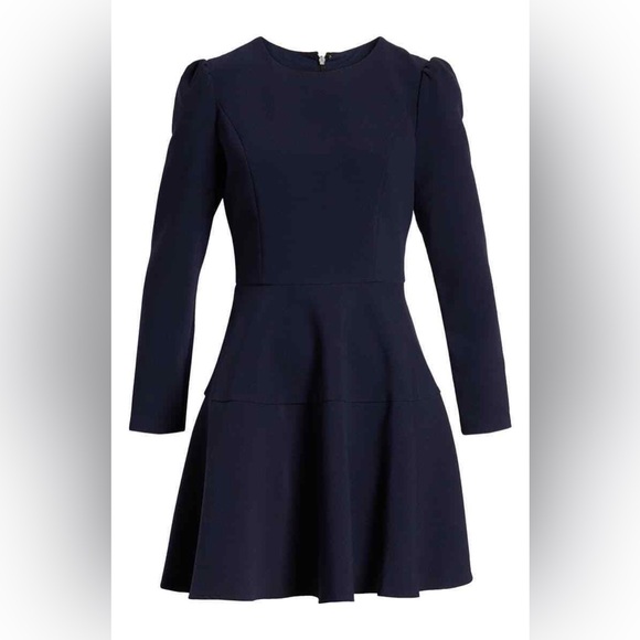 GAL MEETS GLAM NWOT Navy Blue Celeste Dress Size 6 Long Sleeve Fit & Flare Chic - Picture 4 of 14